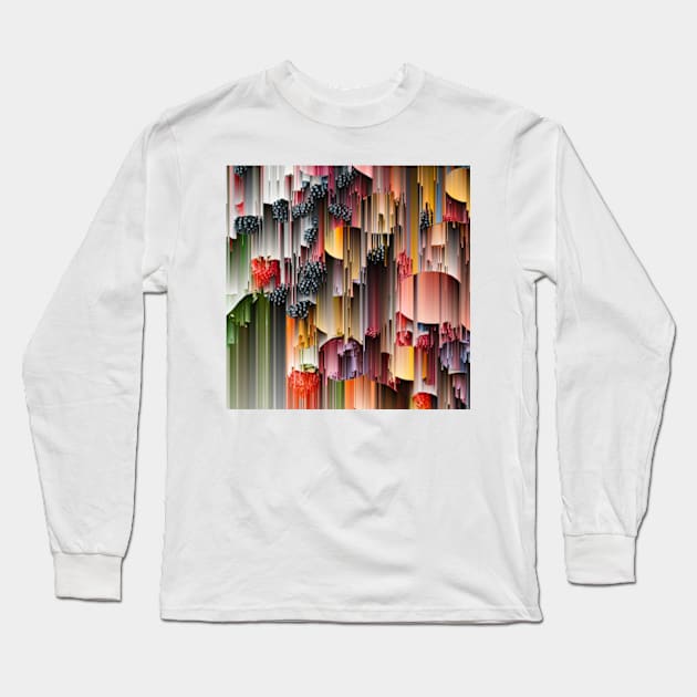 strawberries and berries abstract digital painting Long Sleeve T-Shirt by katerina-ez